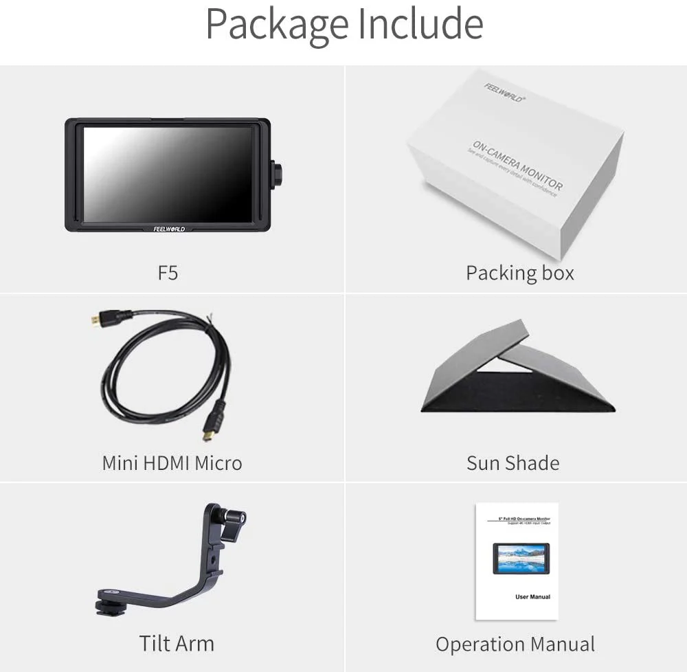 (4K) FEELWORLD F5 5 Inch DSLR On Camera Field Monitor - Image 2