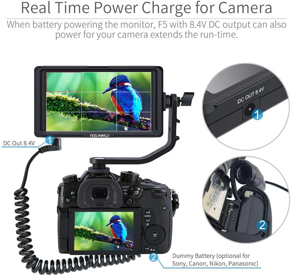 (4K) FEELWORLD F5 5 Inch DSLR On Camera Field Monitor - Image 5