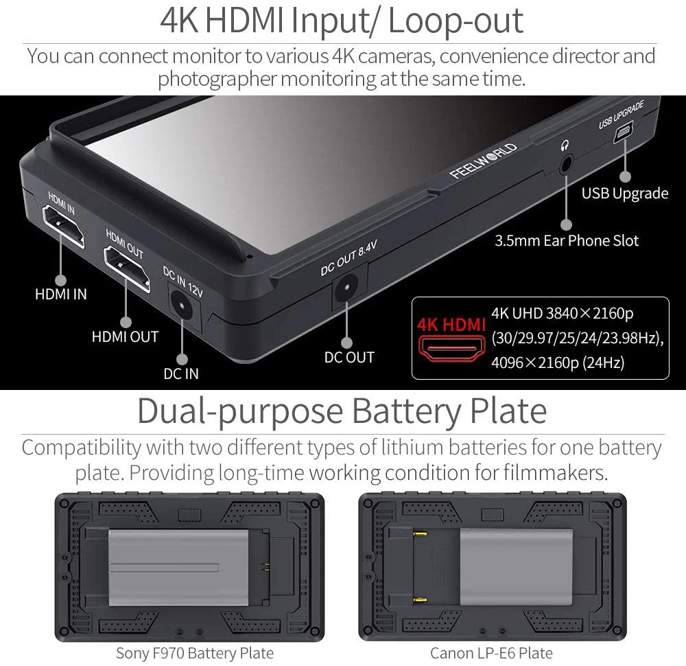 (4K) FEELWORLD F5 5 Inch DSLR On Camera Field Monitor - Image 7