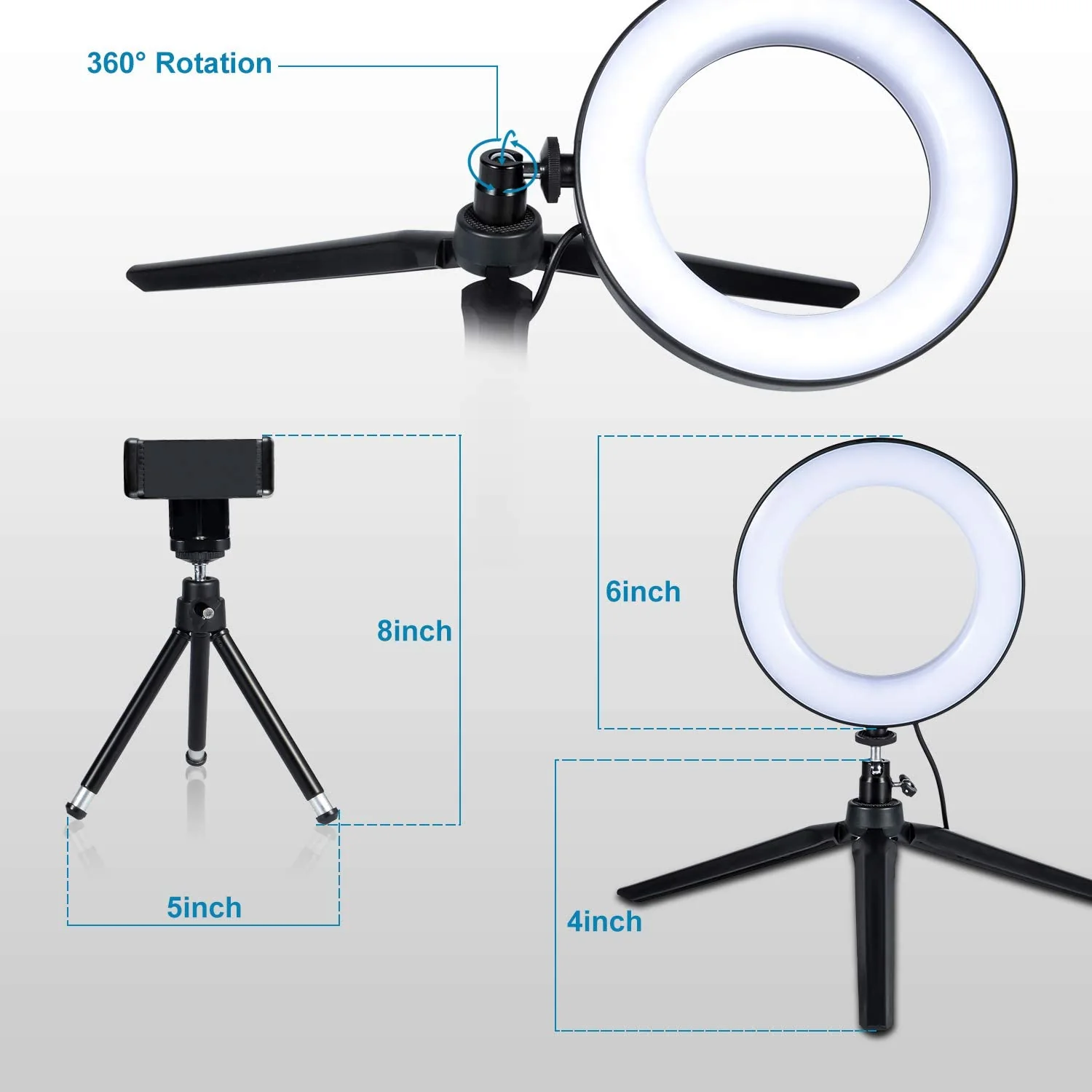 6 Inch LED Ring Light with Tripod Stand - Image 5