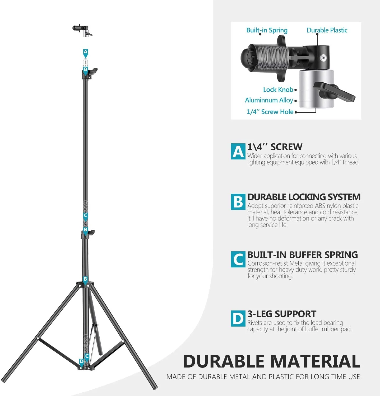 Background & Reflector Clip and 6ft/190cm Light Stand - Image 5