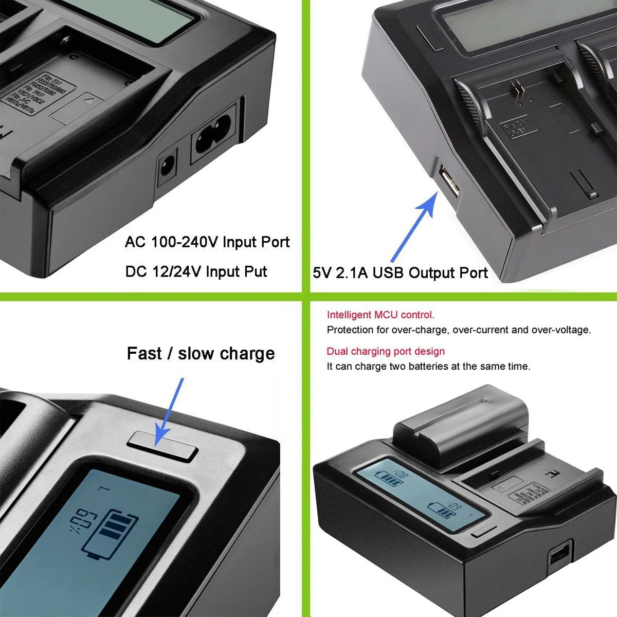 Bevik Lcd Dual Channel Charger For Sony BP-U30 BP-U60... Battery series - Image 5