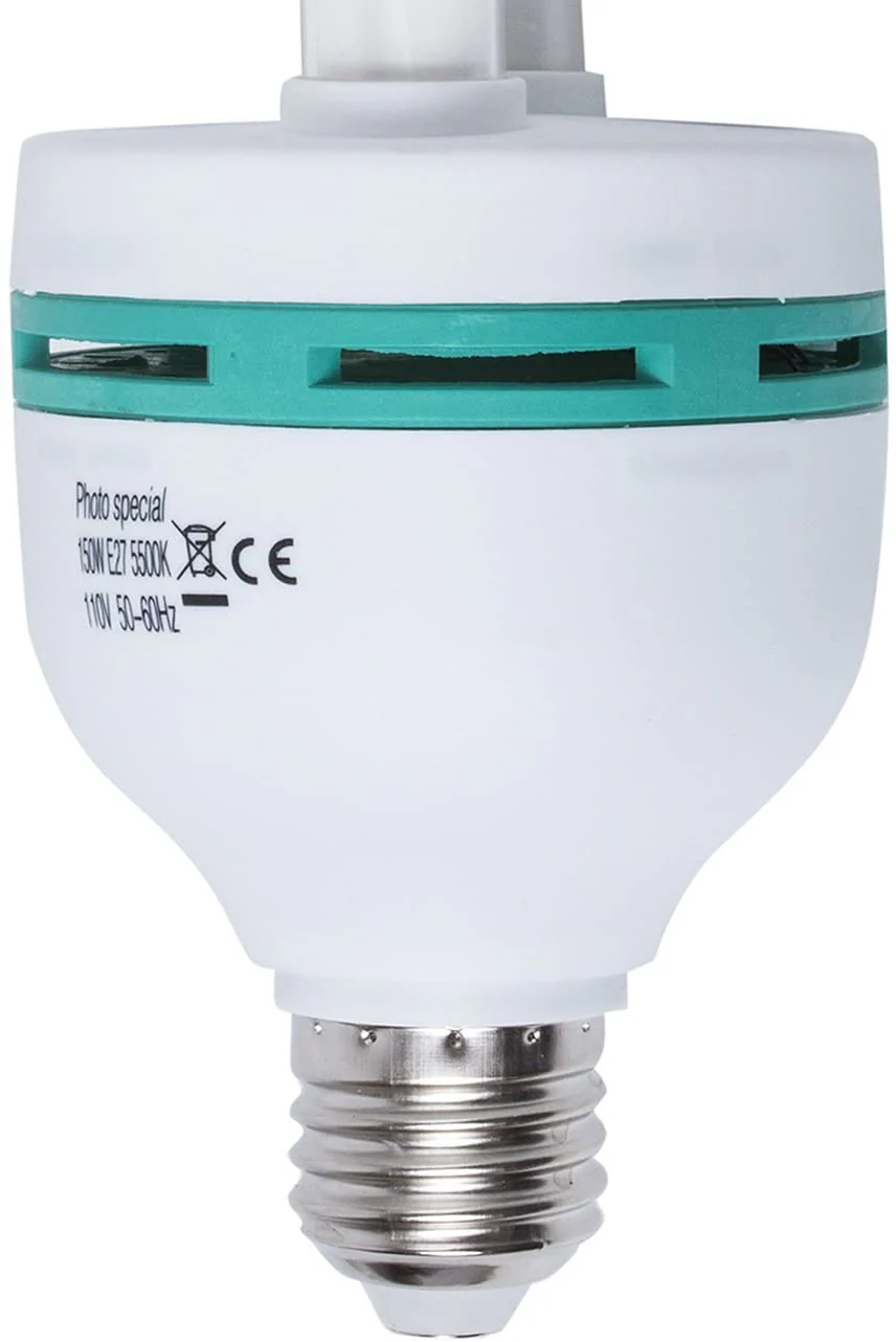 150W Photography Compact Fluorescent CFL Daylight Balanced Bulb with 5500K Color Temperature for Photography & Video Studio Lighting - Image 2