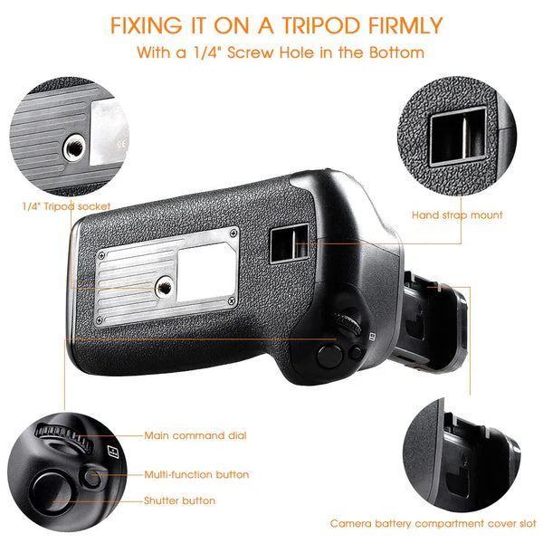 Canon 7D Mark II DSLR Camera battery Grip ( BG-E16) Works with LP-E6 Battery or 6 Pieces AA Batteries - Image 3