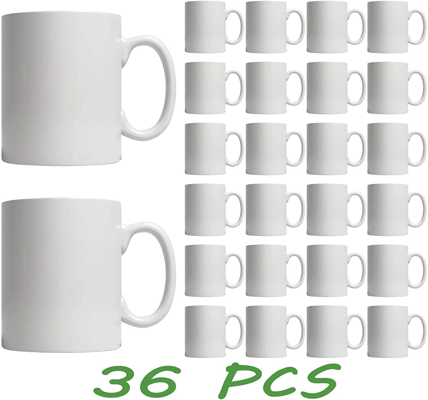 11oz White Ceramic Sublimation Coffee Mug Blank White , Case of 36 - Image 3