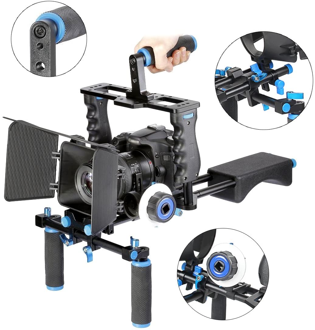 Yelangu Shoulder Rig with Camera Cage and Follow Focus Kit - Image 4