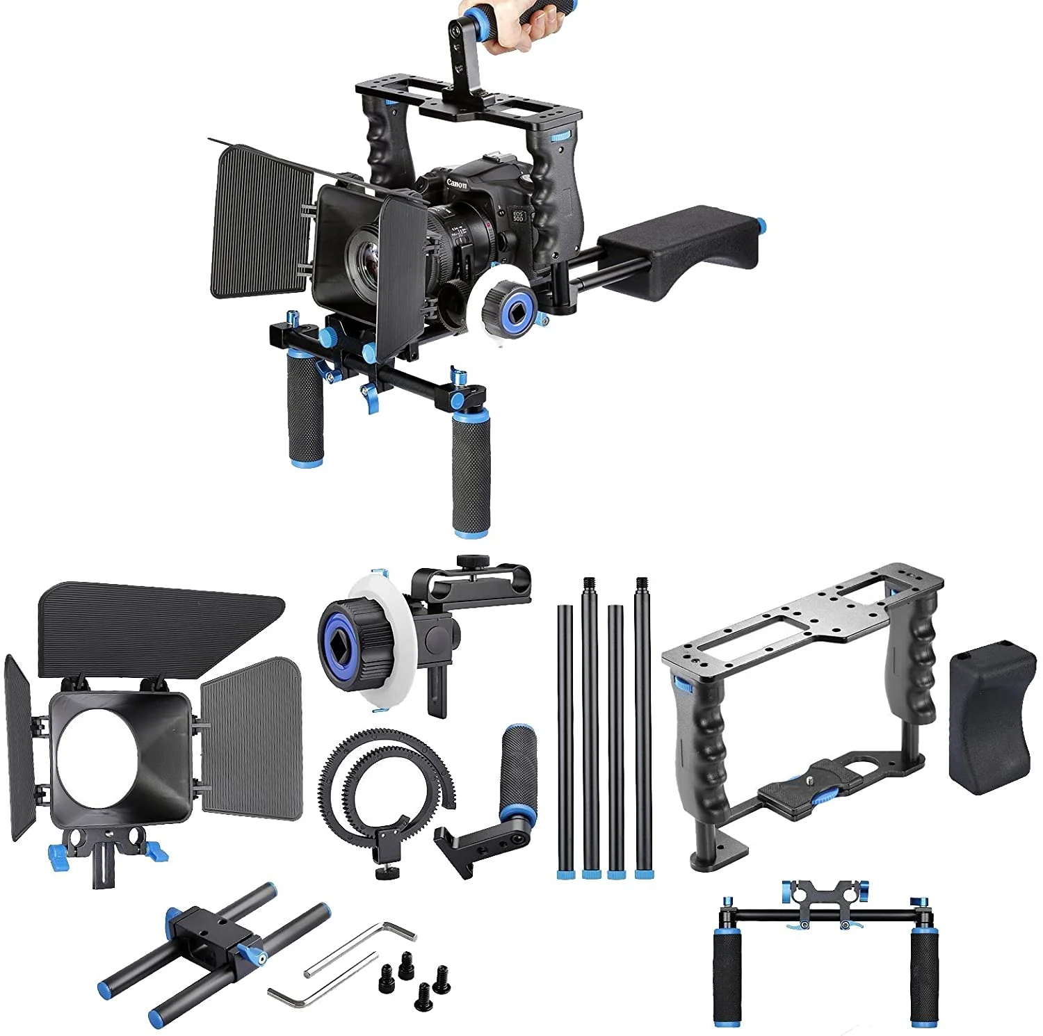 Yelangu Shoulder Rig with Camera Cage and Follow Focus Kit - Image 5