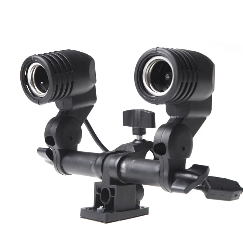 E27 220V 110V Dual Double Twin Lamp Holder Light Socket Photography For Umbrella Studio Lighting - Image 2