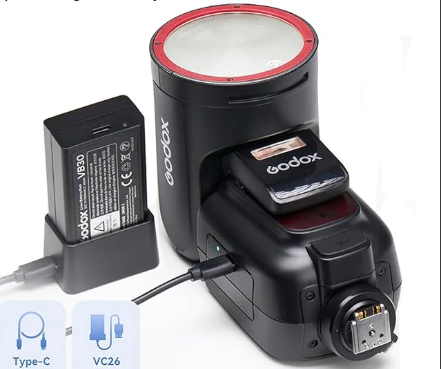 Godox V1 Pro Round Head TTL Camera Flash for Canon, Support 1/8000s High Speed Sync, TTL/Manual Switch, Detachable SUB Flash, 500 Times Full Power Flashes, 1.3 Second Recycle - Image 2
