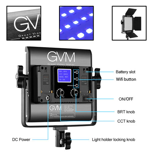 GVM 800D-RGB LED Studio 2-Video Light Kit - Image 2
