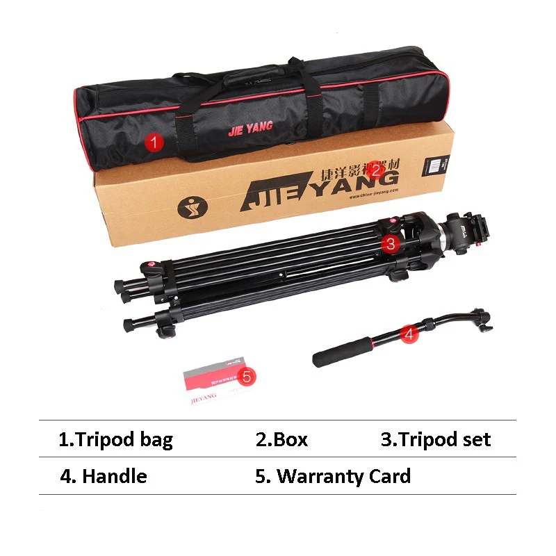Jieyang JY-0508B 8KG Professional Fluid Head Camera Tripod - Image 6