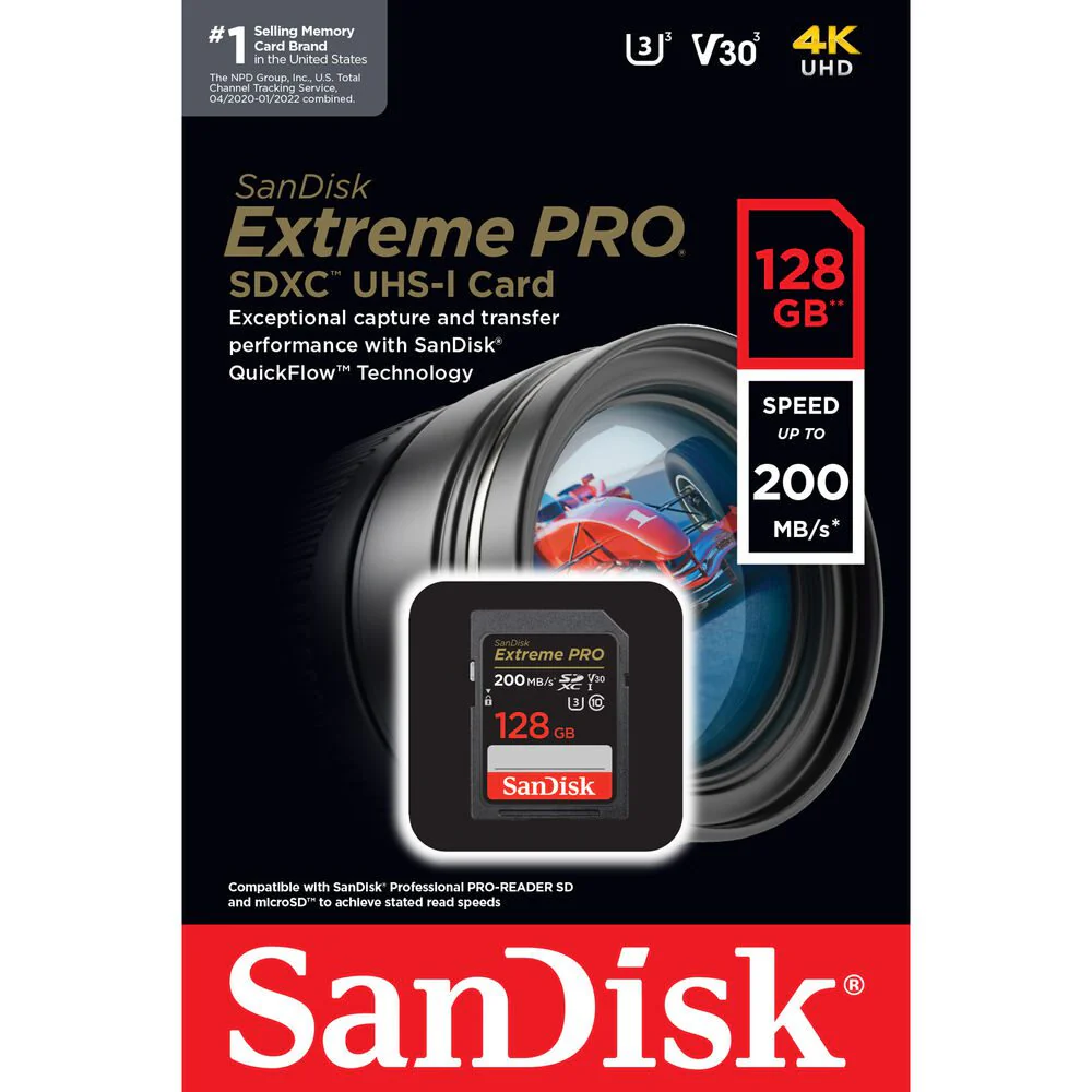 SanDisk 128GB Extreme PRO 200MB/s SDXC Memory Card - Image 3