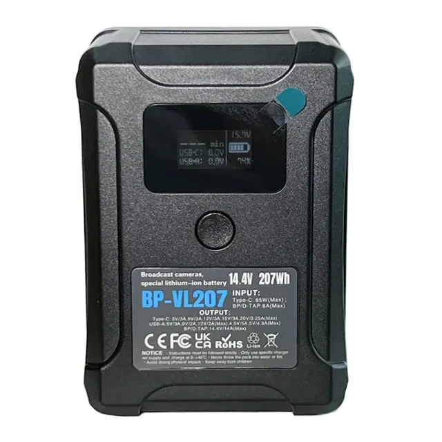 Type-C Mini V Mount Li-ion Battery 207W BP-VL207 PD65W Powerful Input and Output