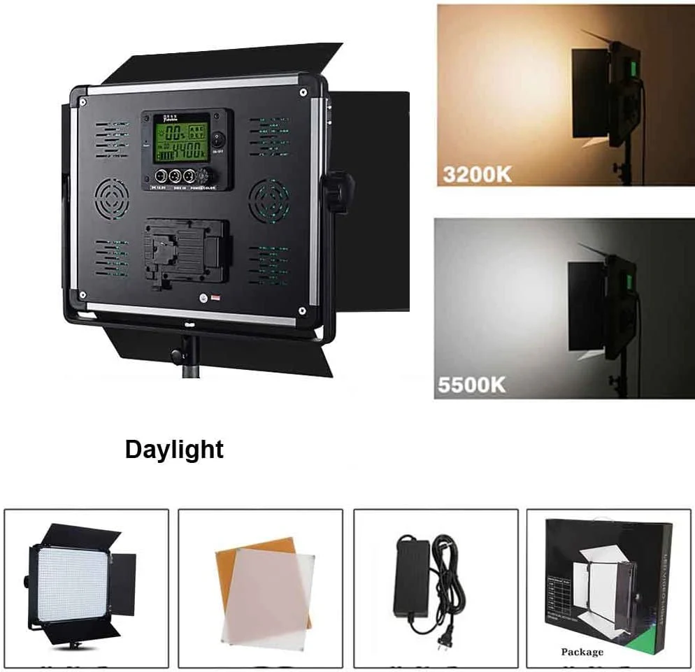 Yidoblo LED Video Light D-1080 with U Bracket & Barndoors - Image 2
